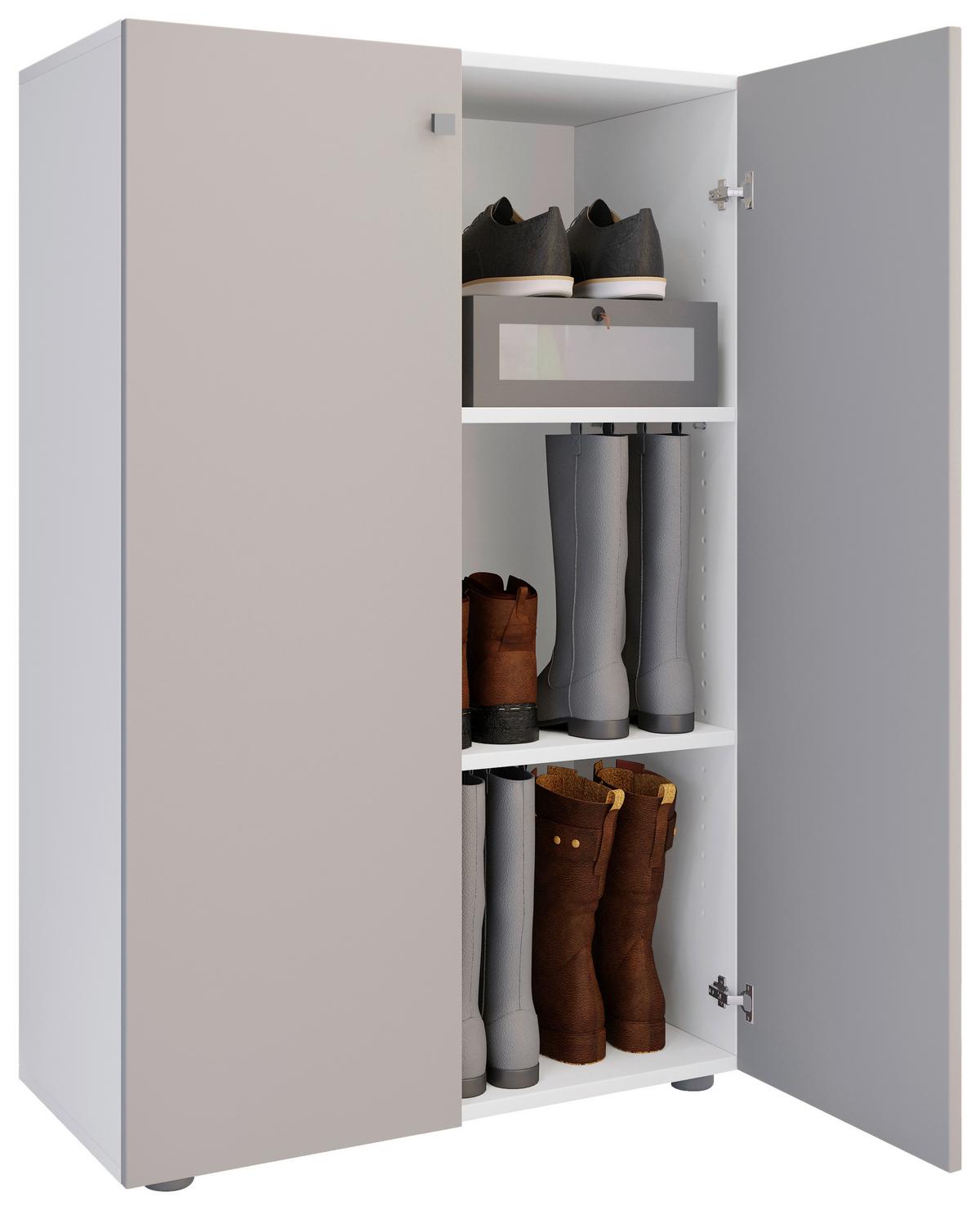 Schuhschrank Lona Grau Weiß - Schwarz/Weiß, Design, Holzwerkstoff (70/110/39cm) - MID.YOU