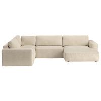 Sedací souprava LASSO, levá, béžový manšestr - černá/béžová, Lifestyle, textil (249/367/175cm)