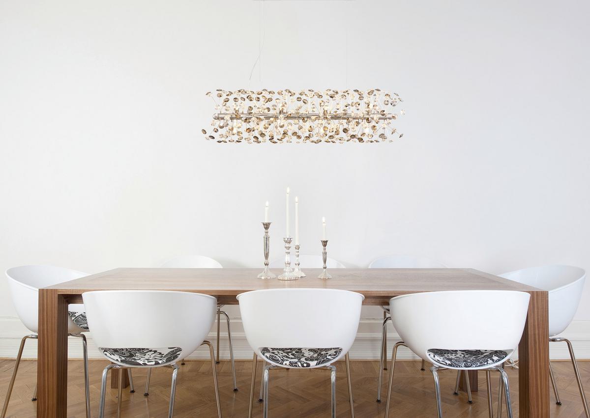 Kristály Függőlámpa 64135h4c  Katrina - krómszínű/áttetsző, Lifestyle, műanyag/üveg (90/30/150cm) - Globo