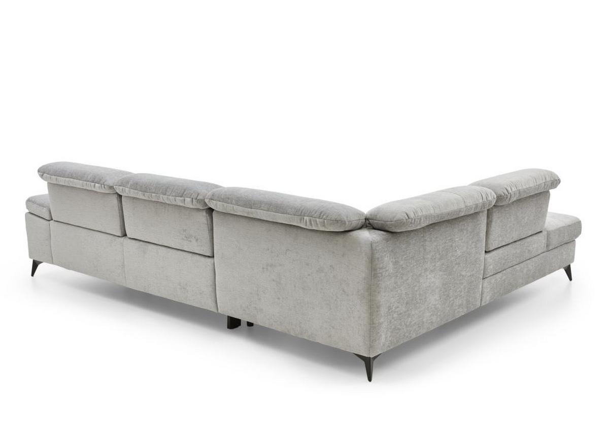 Sedačka SORENA L, ľavá, sv.sivá ženilka, bez funkcií - čierna/svetlosivá, Modern, kov/textil (255/311cm) - Premium Living