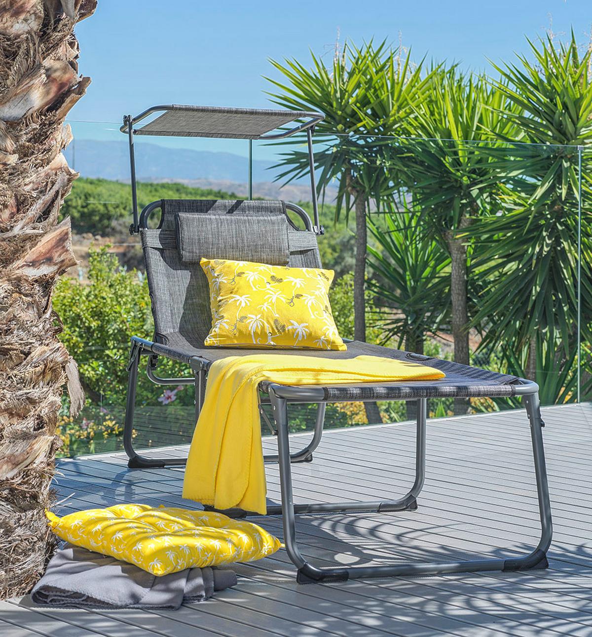 OPALOVACÍ LEHÁTKO BONO 3 - antracitová, Moderní, kov/plast (200/70/46,5cm) - Mömax