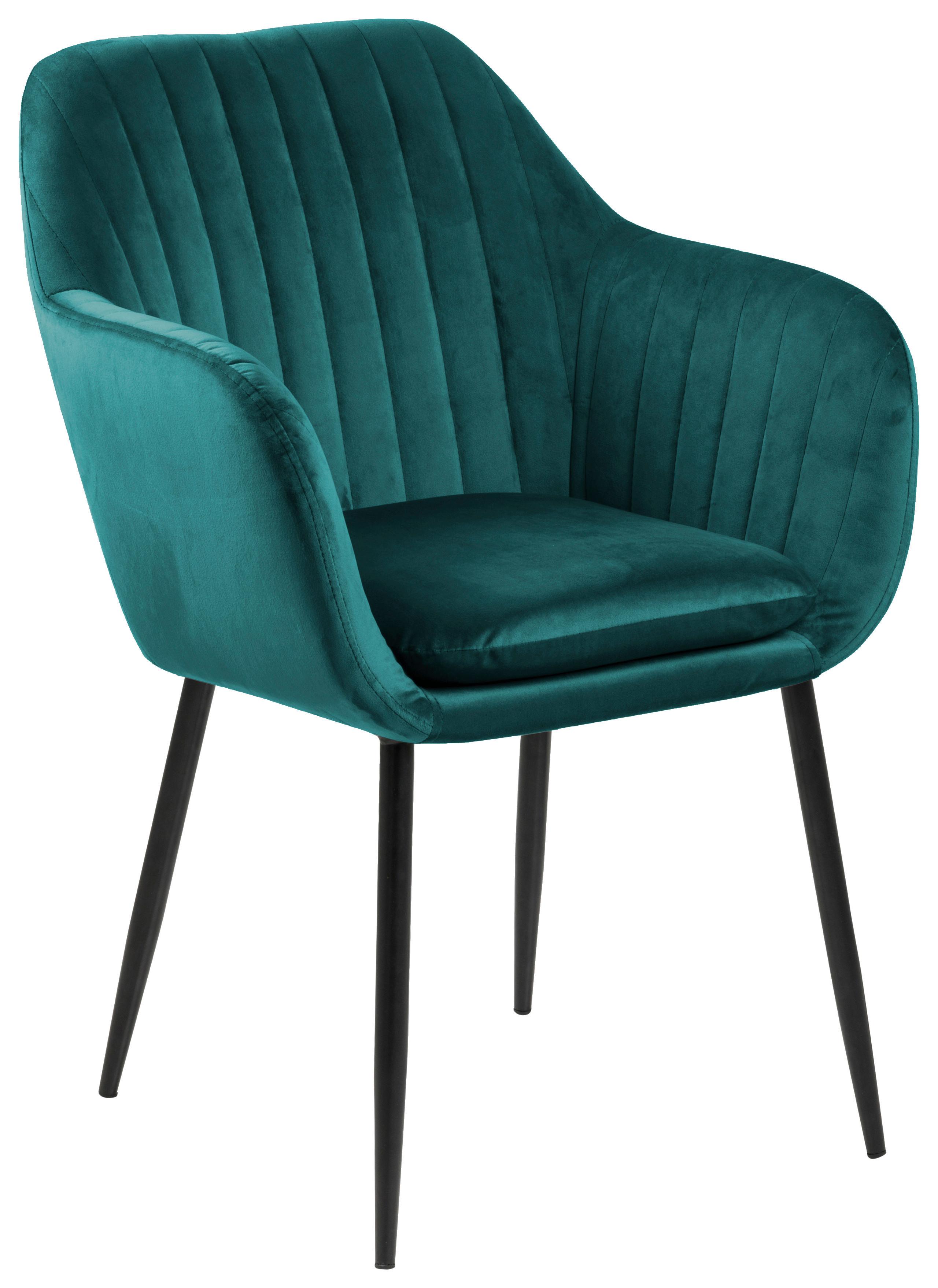 Židle S Područkami Emilia Zelená - černá/tmavě zelená, Trend, kov/textil (57/83/59cm) - Ambia Home