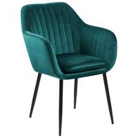 Židle s područkami EMILIA zelená - černá/tmavě zelená, Trend, kov/textil (57/83/59cm) - Ambia Home