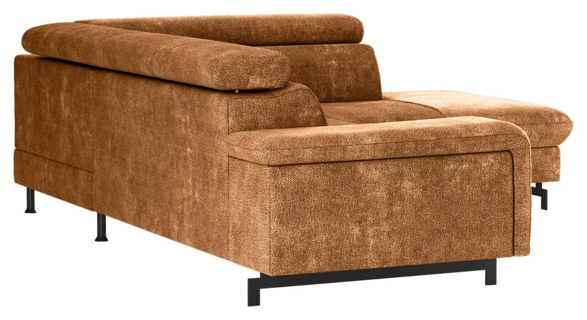 Ecksofa mit Bettkasten Emma Cognac 262x215 cm - Cognac/Schwarz, Textil (262/215cm) - MID.YOU