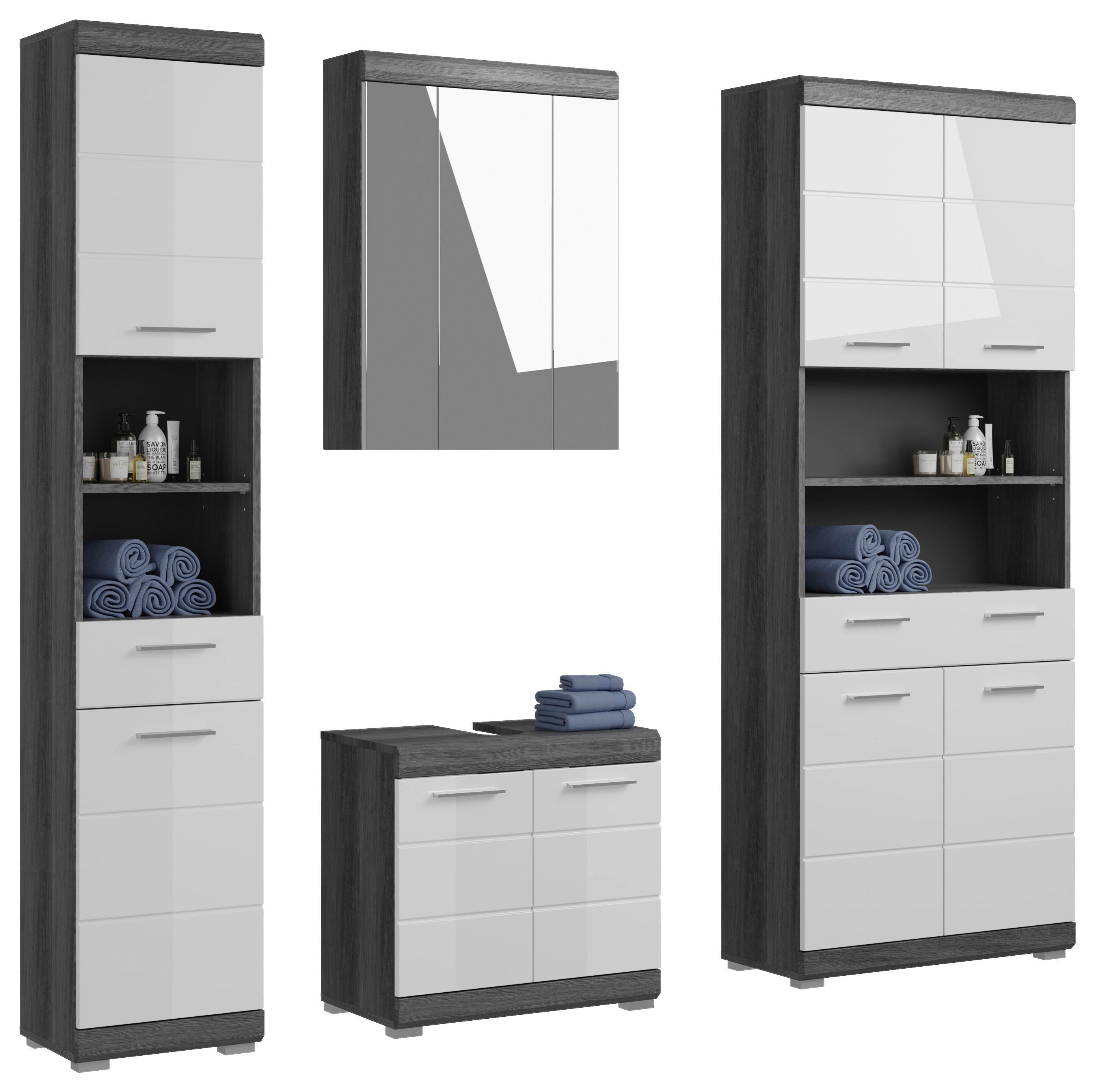 Badezimmer Scout - Weiß Hochglanz, MODERN, Holzwerkstoff (171cm) - MID.YOU