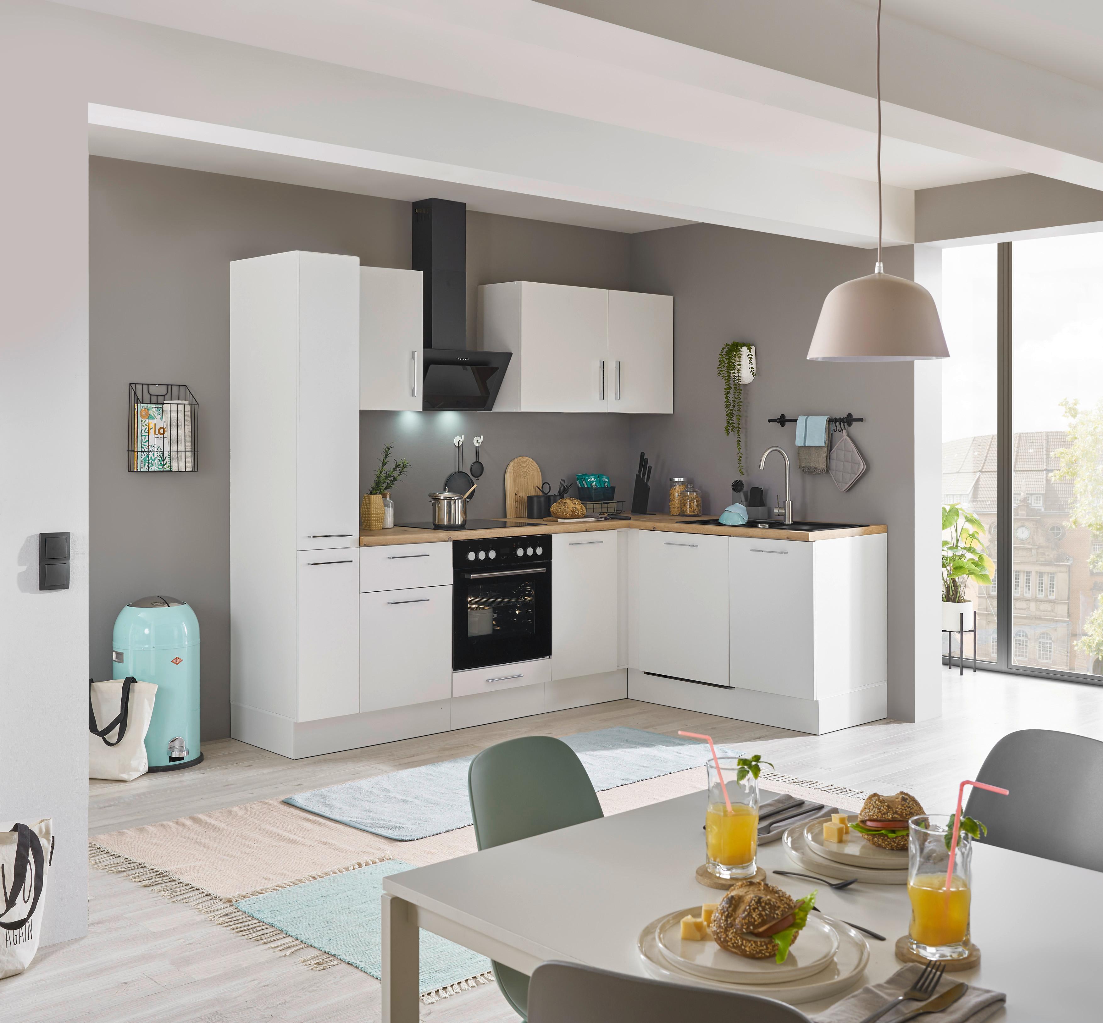 Eckküche Turin Weiß/Eiche Dekor 250x175 cm - Weiß/Eiche Artisan, Basics, Holzwerkstoff (250/175cm) - MID.YOU