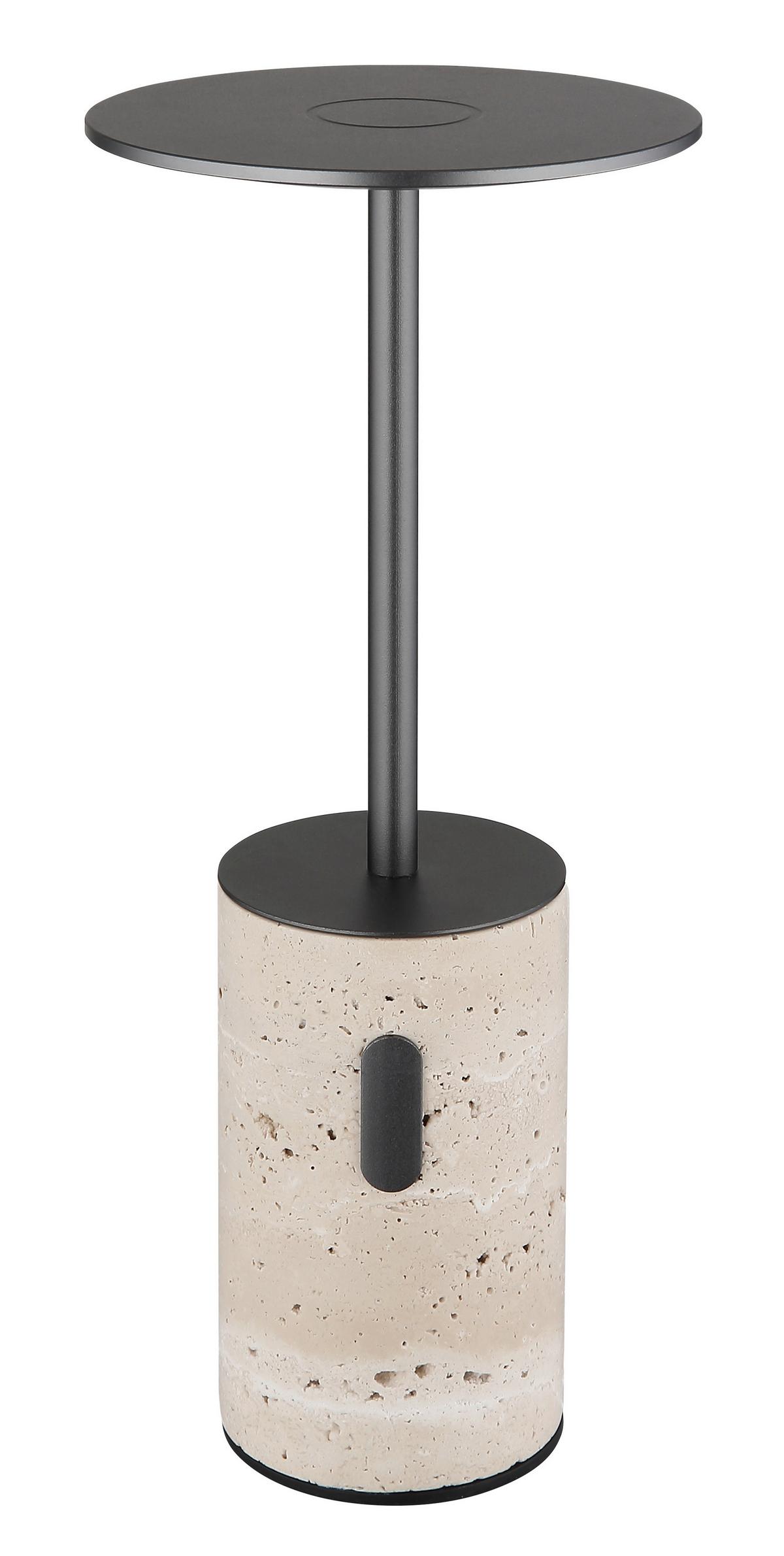 Akku-Tischleuchte Travertin Graphitfarben Weiß D: 12 cm - Graphitfarben/Schwarz, Design, Kunststoff/Stein (12/27,6cm) - Globo