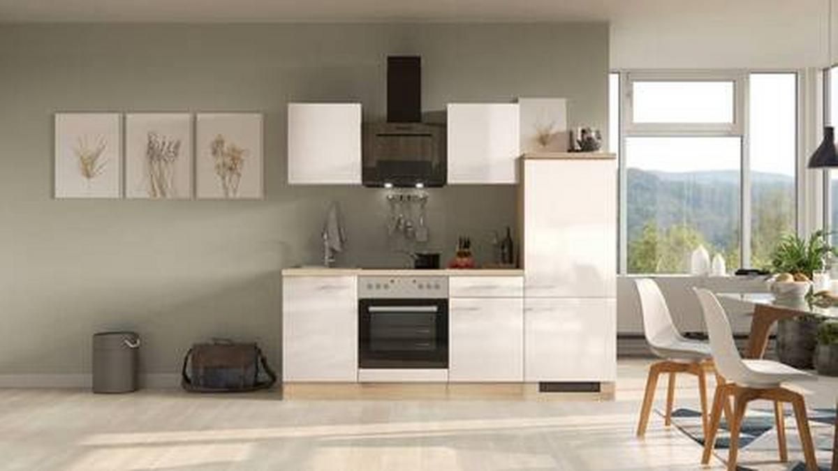 Küchenblock Nepal Sonoma Eiche/Kaschmir B: 220cm - Kaschmir/Sonoma Eiche, MODERN, Holzwerkstoff (220cm) - FlexWell