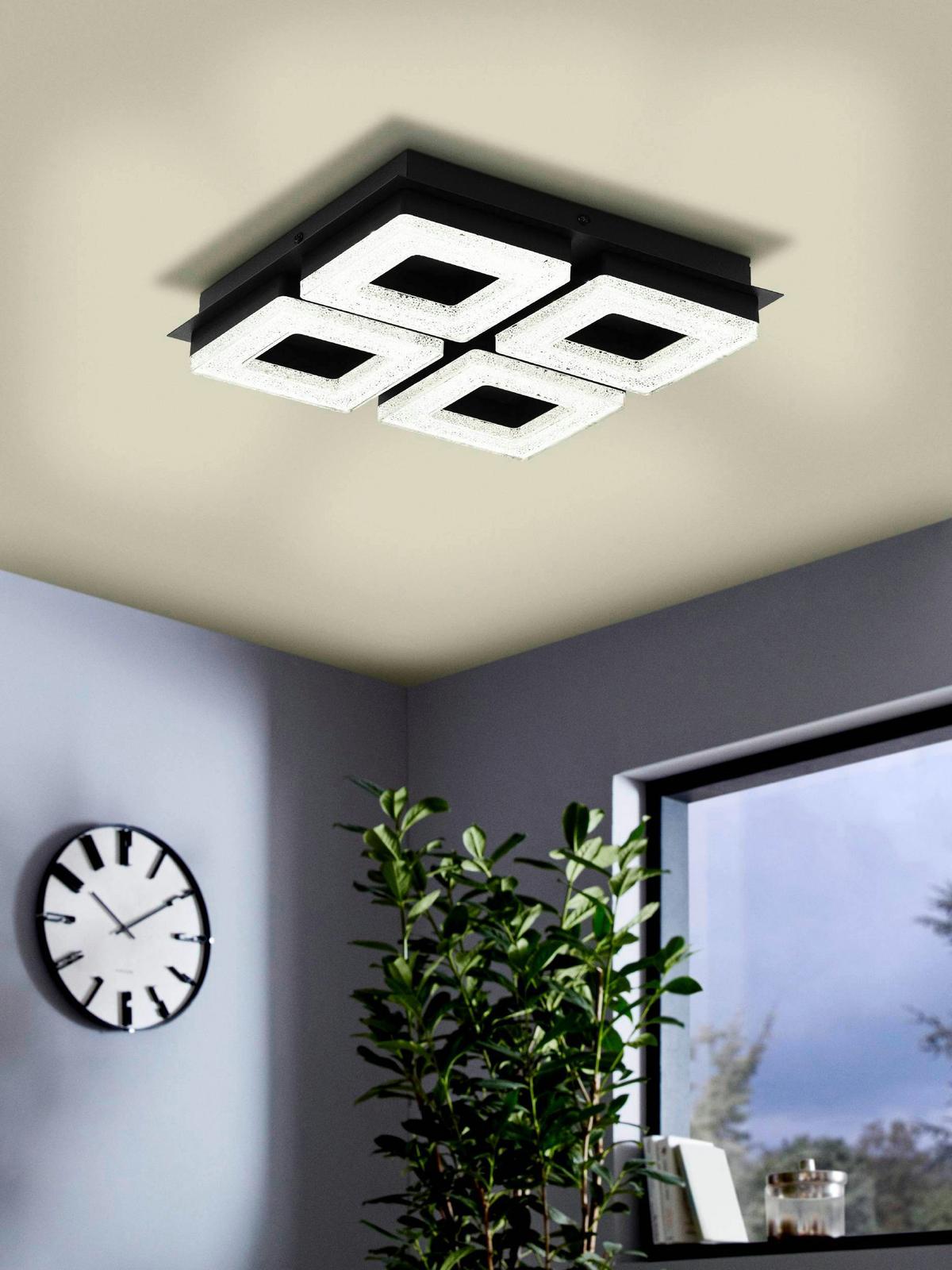 LED-Deckenleuchte 99326 Fradelo 1 - Schwarz, Trend, Kunststoff/Metall (28/28/6cm) - Eglo