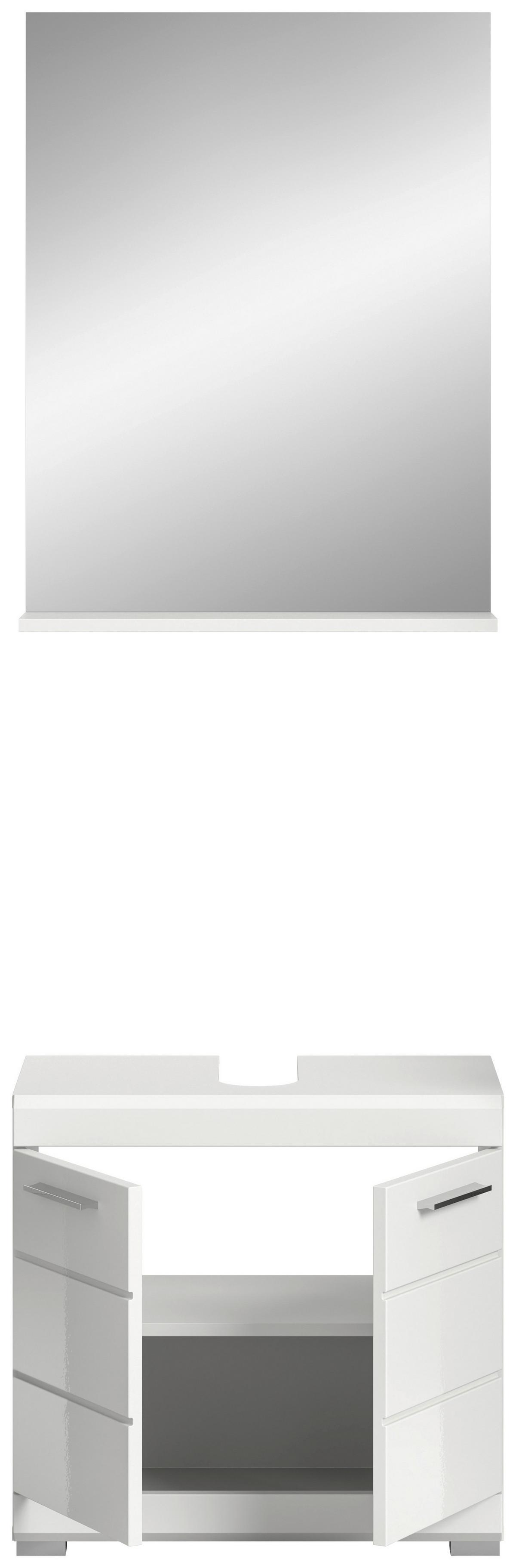 Badezimmer Scout Weiß B: 60 Cm - Weiß Hochglanz/Silberfarben, MODERN, Glas/Holzwerkstoff (60cm) - MID.YOU