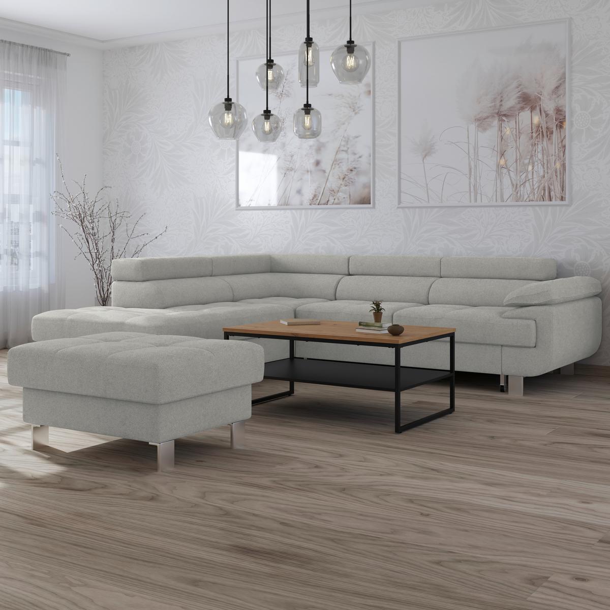 Ecksofa Savona - Hellgrau, MODERN, Textil (230/270cm) - Ondega