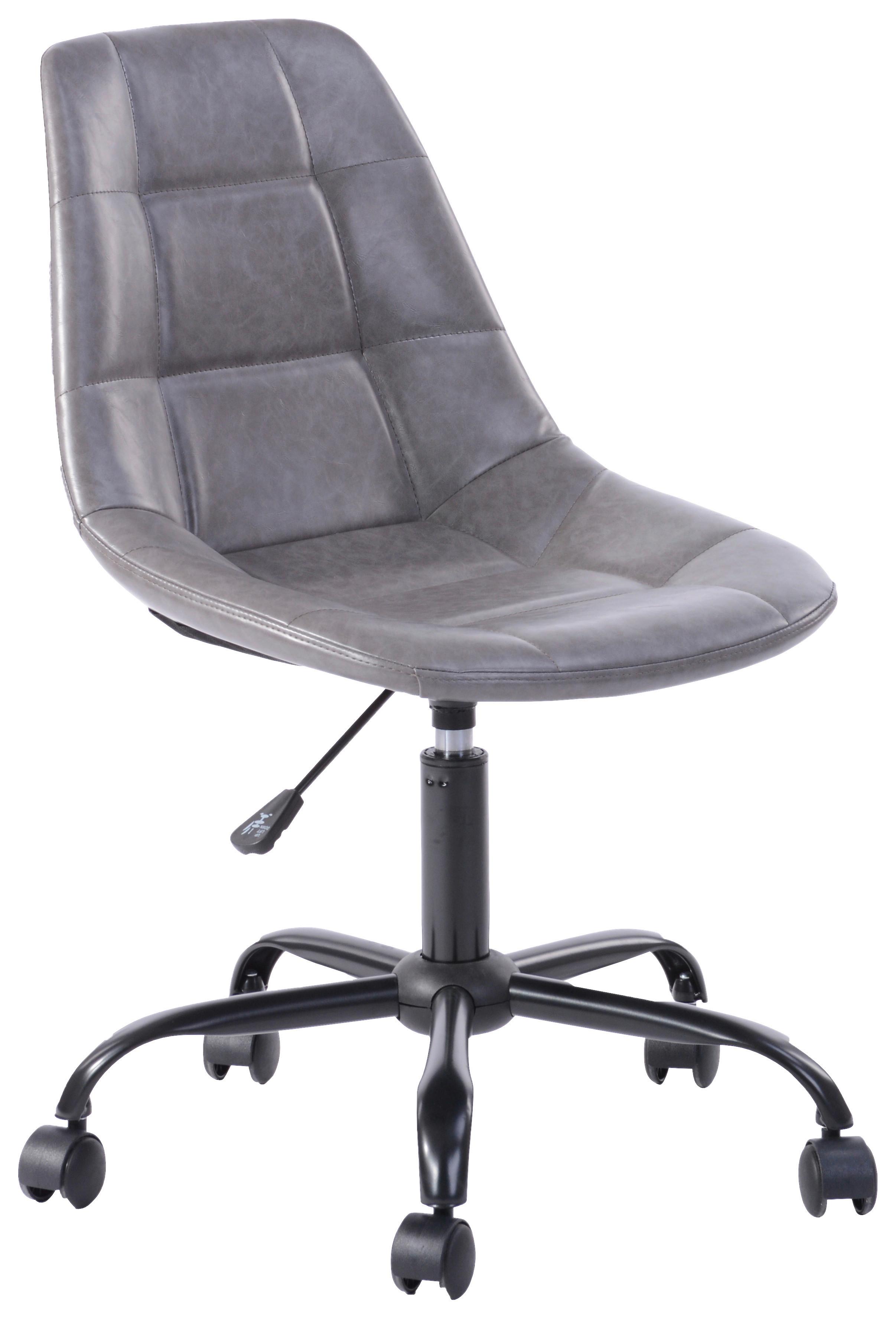 Bürostuhl Rudolf Lederlook Grau - Schwarz/Grau, MODERN, Kunststoff/Textil (52/81-89/53,5cm)