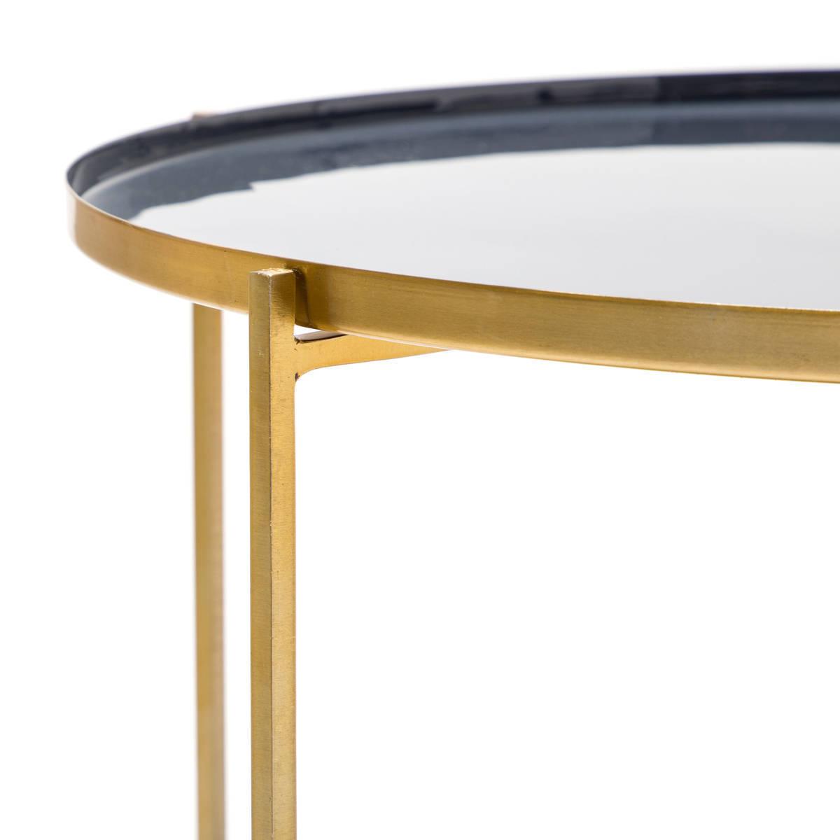 Beistelltisch mit Ablageplatte Tessa Dunkelblau/Grau/Gold - Goldfarben/Dunkelblau, Basics, Metall (50/50/40cm) - Kayoom
