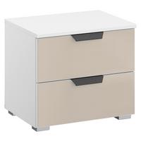 Nachtkästchen Artemis Weiß/champanger, H: 43cm - Champagner/Alufarben, MODERN, Glas/Holzwerkstoff (47/43/42cm) - Rauch Möbel