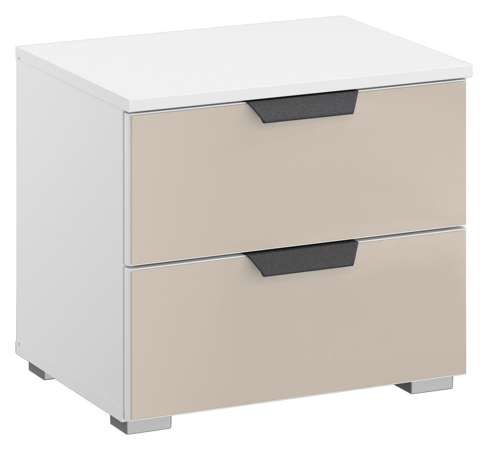 Nachtkästchen Artemis Weiß/Champanger, H: 43cm