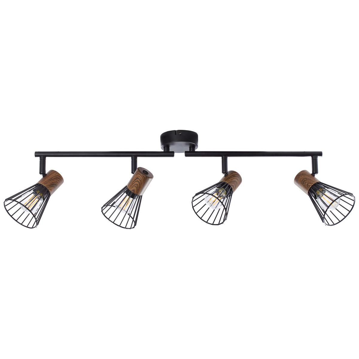 Deckenleuchte Manama L: 60,5 cm Schwenkbar - Schwarz, Design, Holz/Metall (60,5/18/20cm) - Brilliant