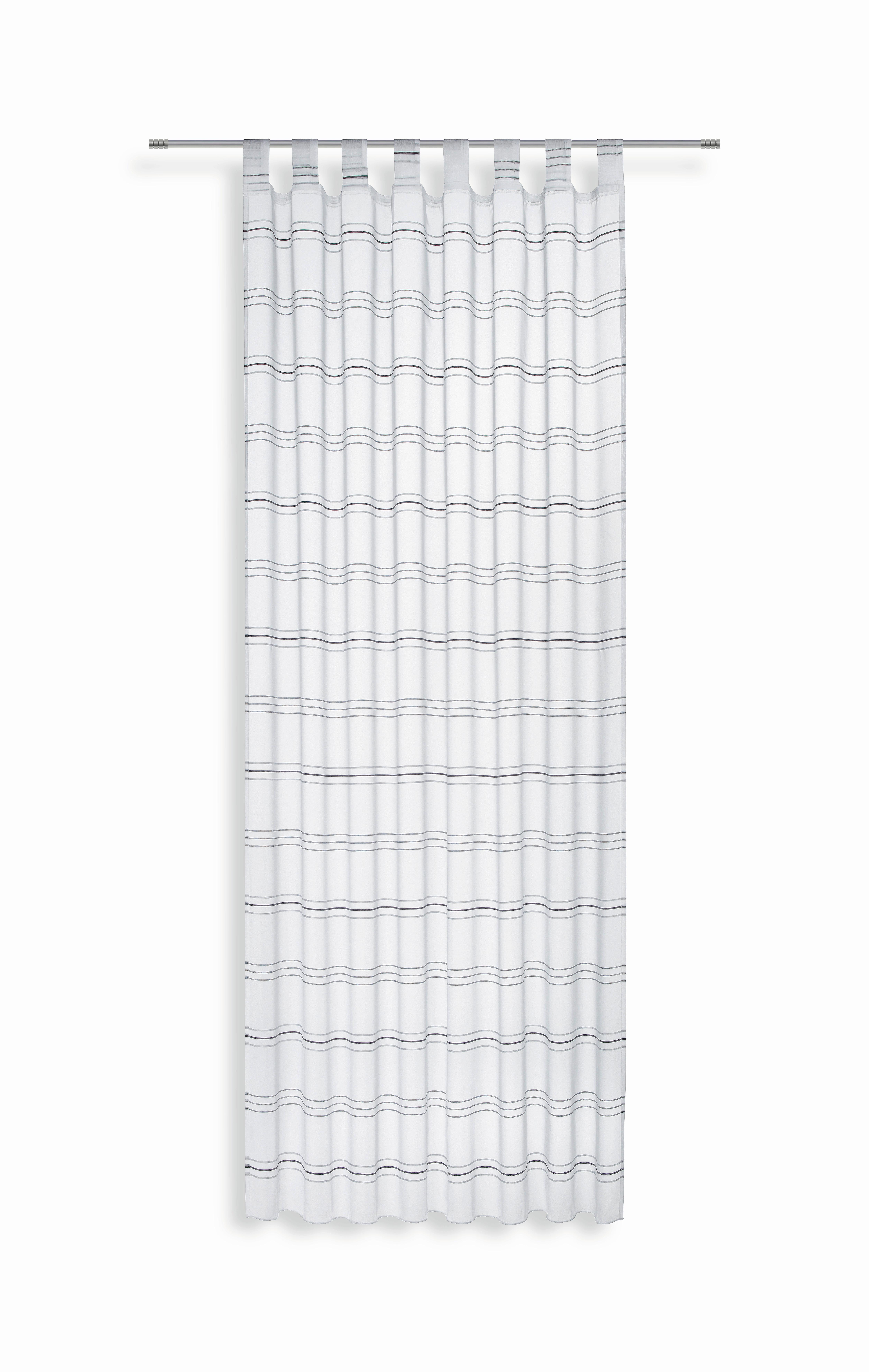 Vorhang mit Schlaufen und Band Halina 145x245 cm Weiß/ Silber