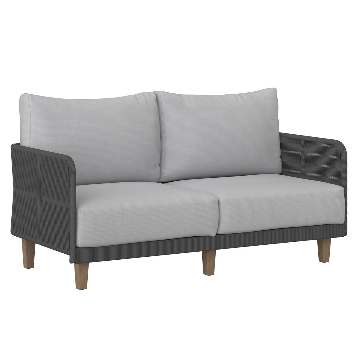 Záhradná sedacia súprava MALIA - farba akácie/svetlosivá, Modern, kov/drevo (146/60/72cm) - Bessagi Garden