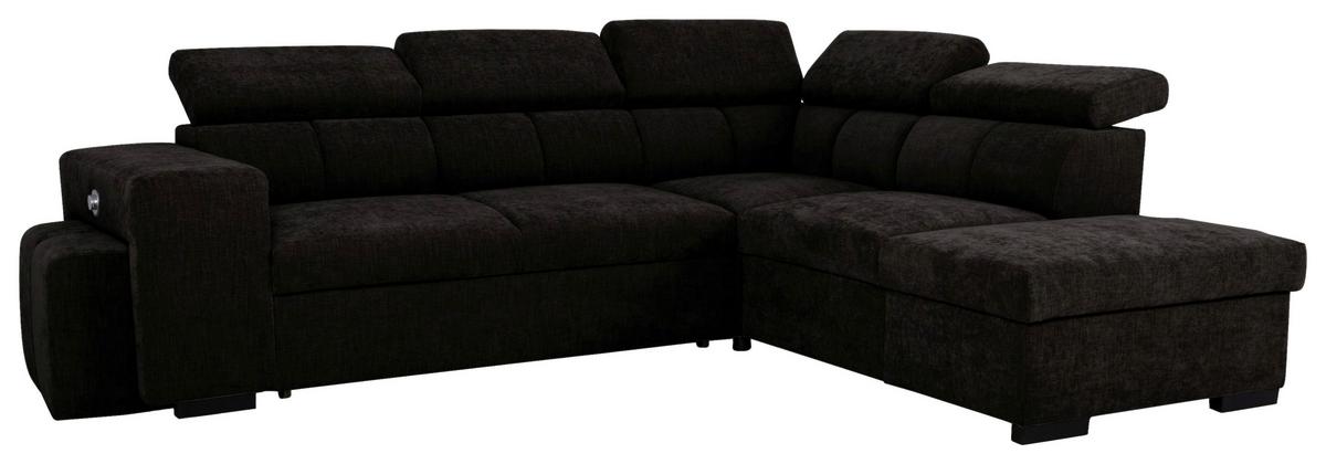 Ecksofa Sirius L schwarz, 267x218cm - Eichefarben/Schwarz, KONVENTIONELL, Holz/Holzwerkstoff (267/218cm)