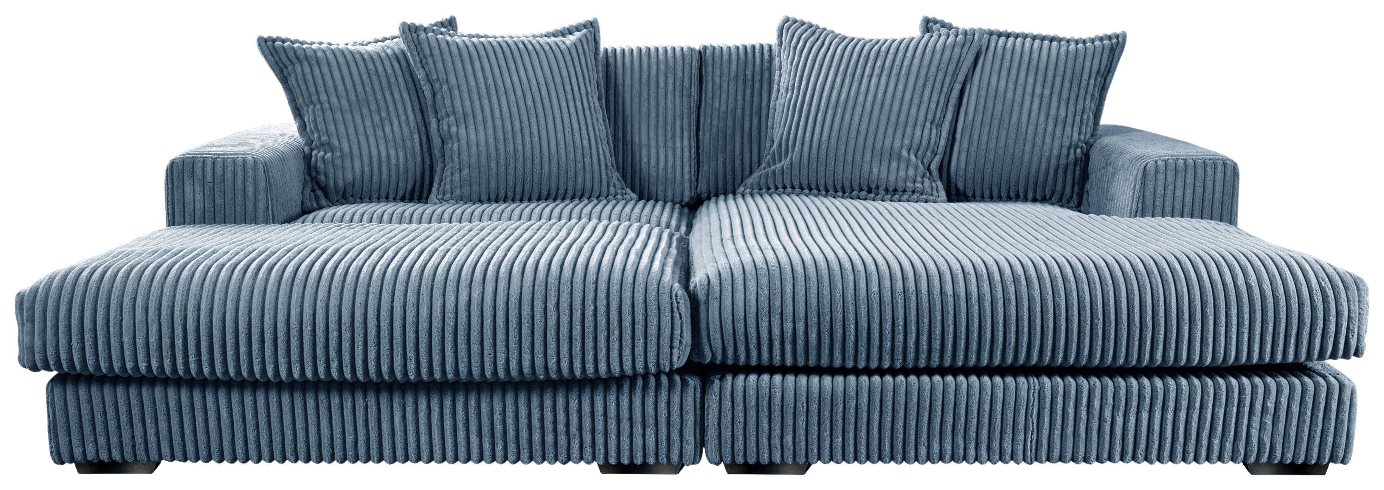 Ecksofa Funny Links Hellblau mit Hocker B: 285 cm - Schwarz/Hellblau, Basics, Textil (195/285cm) - Livetastic