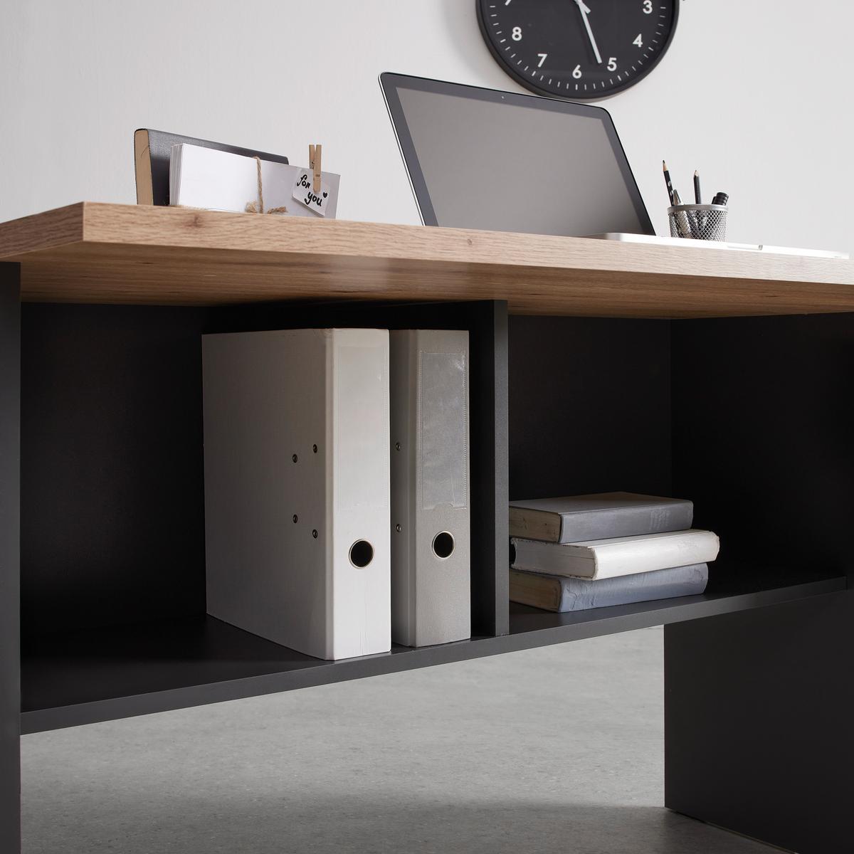 Psací stůl SHELF -EXKLUSIV- - antracitová/dub artisan, Moderní, kompozitní dřevo (120/76/68cm) - Mömax