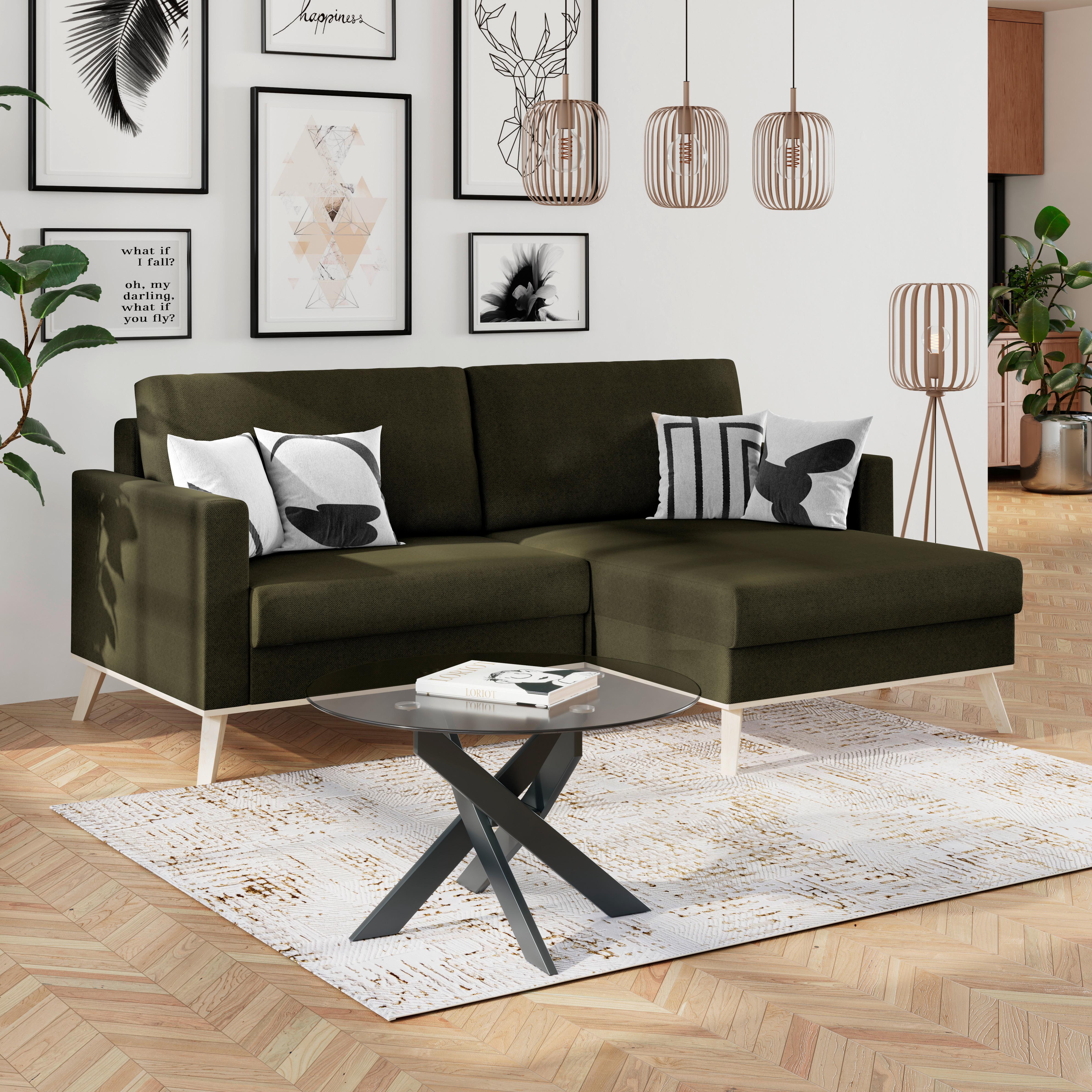 Ecksofa Carini - Eichefarben/Creme, Basics, Textil (222/152cm)