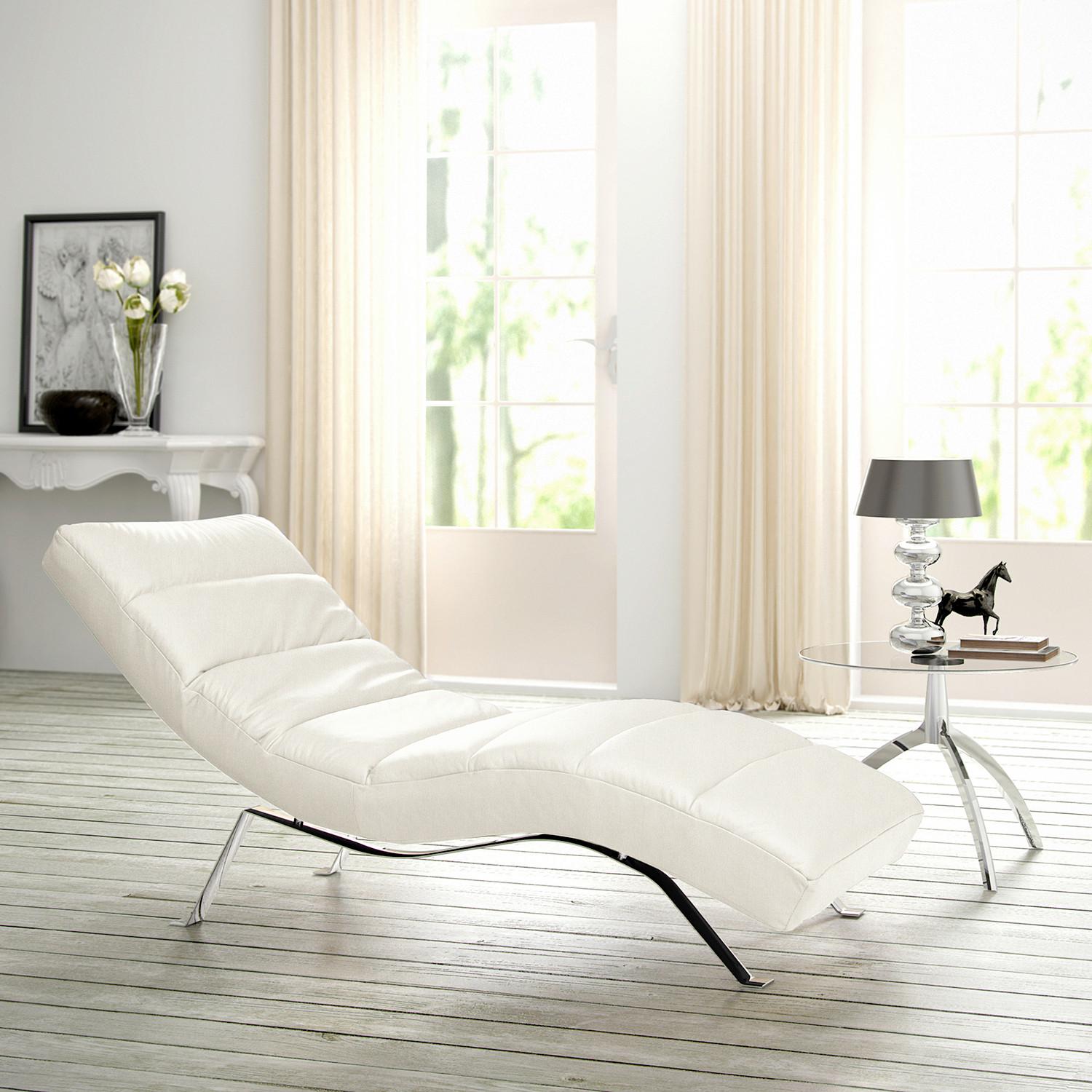 Relaxliege Swing Silver Weiß B: 65 cm - Silberfarben/Weiß, Design, Leder (65/65-95/171cm) - Livetastic