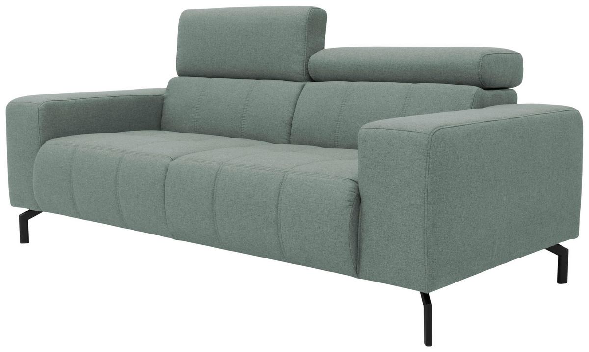 2-sitzer-sofa Kopfteil Verstellbar Cunelli Türkis - Schwarz/Hellblau, Design, Textil (208/79/104cm) - MID.YOU