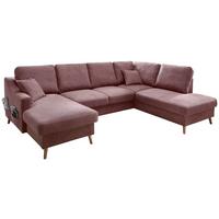 Wohnlandschaft Valentina Mit Schlaffunktion Rosa - Rosa/Naturfarben, KONVENTIONELL, Textil (150/301/200cm) - P & B