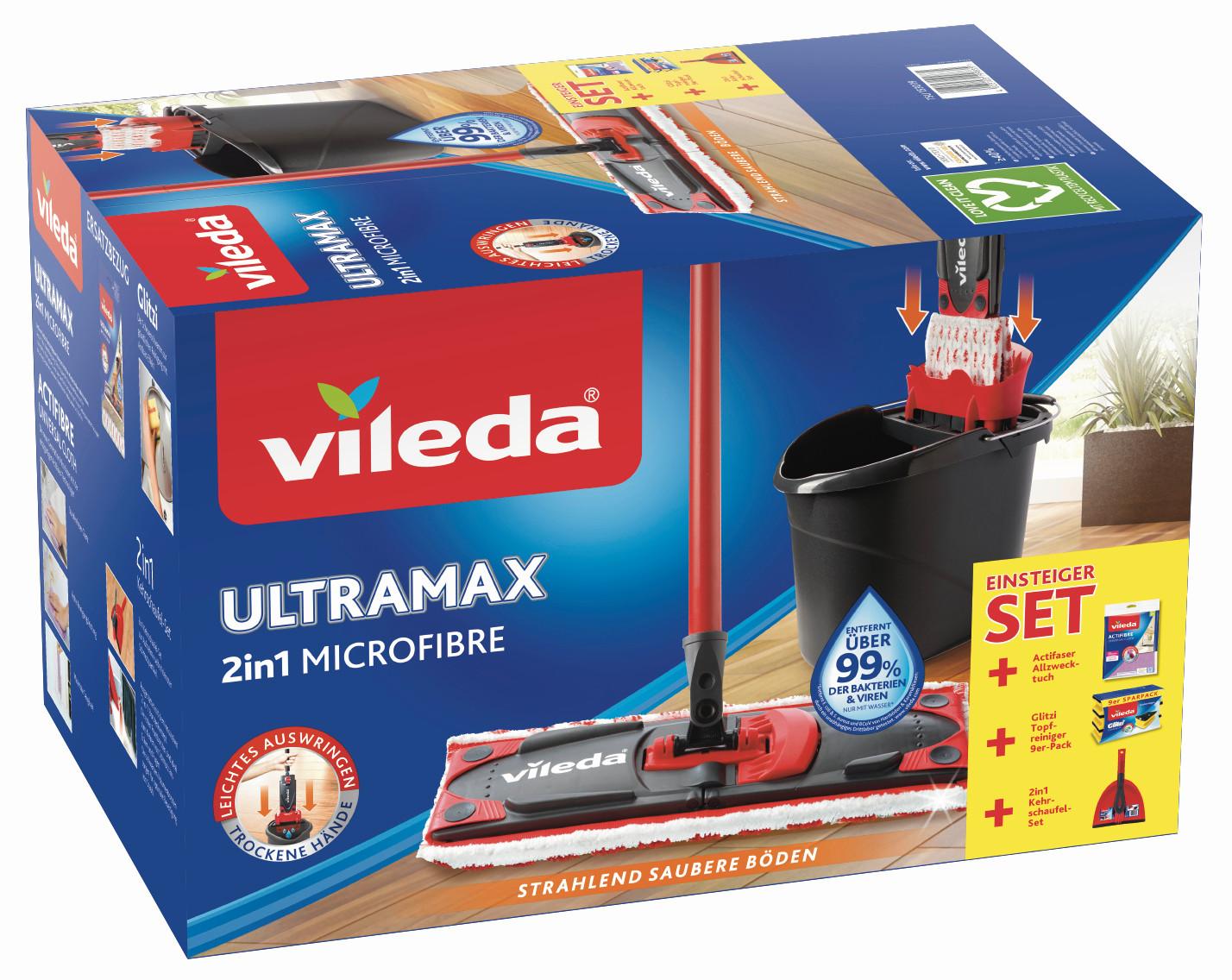 Bodenreinigungsset Einsteigerbox Ultramax 2in1 - Rot/Schwarz, Basics, Kunststoff (28,5/45/29,5cm) - Vileda