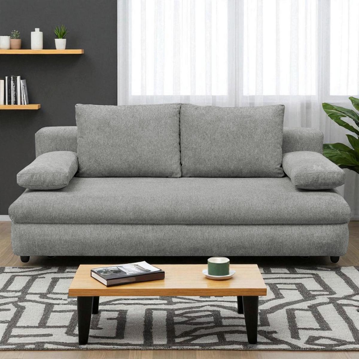 Schlafsofa Oslo Hellgrau, Lf: 200x140 Cm - Hellgrau, Trend, Holz/Kunststoff (205/72/100cm)