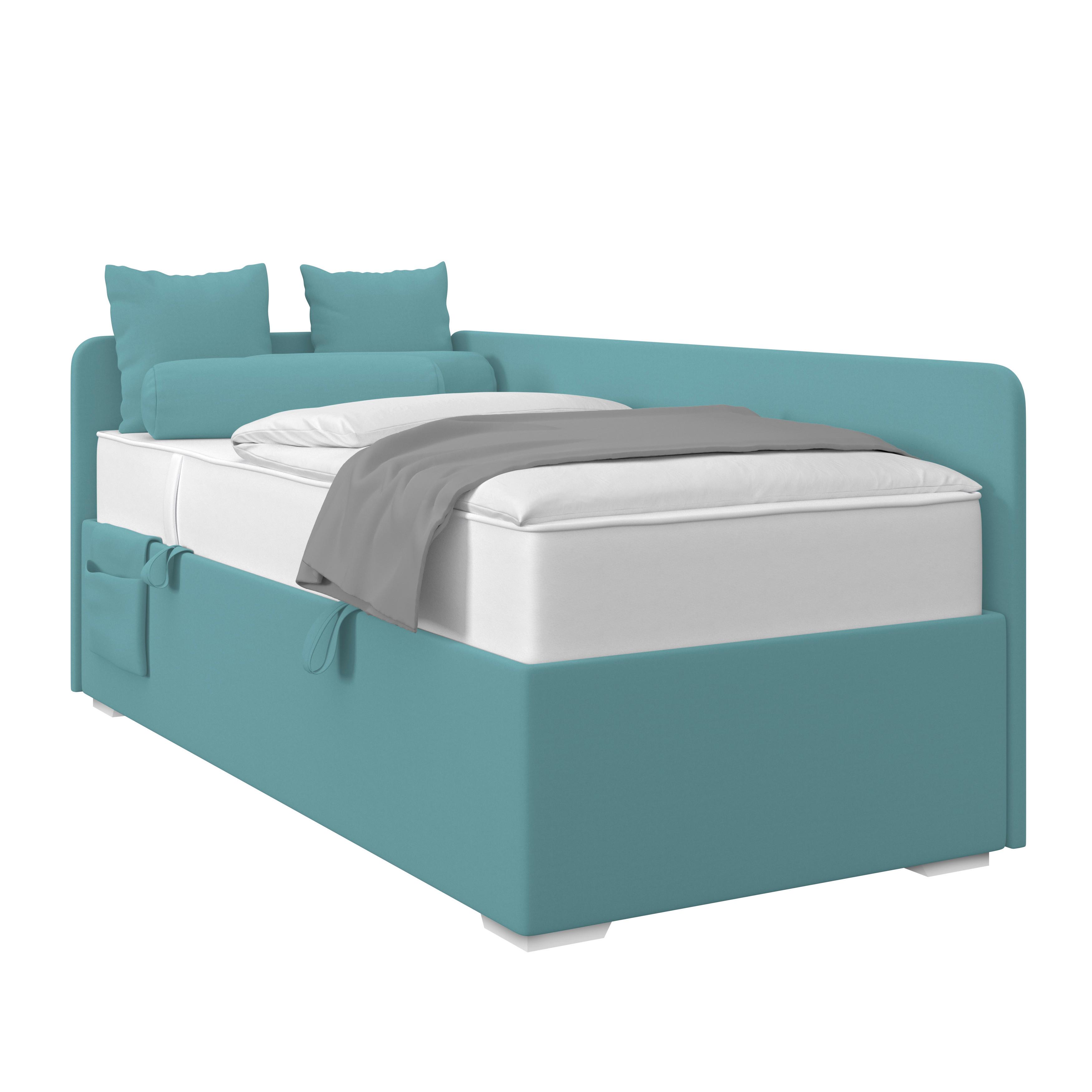 Polsterbett Remi - Türkis/Chromfarben, MODERN, Holz/Textil (90/200cm)