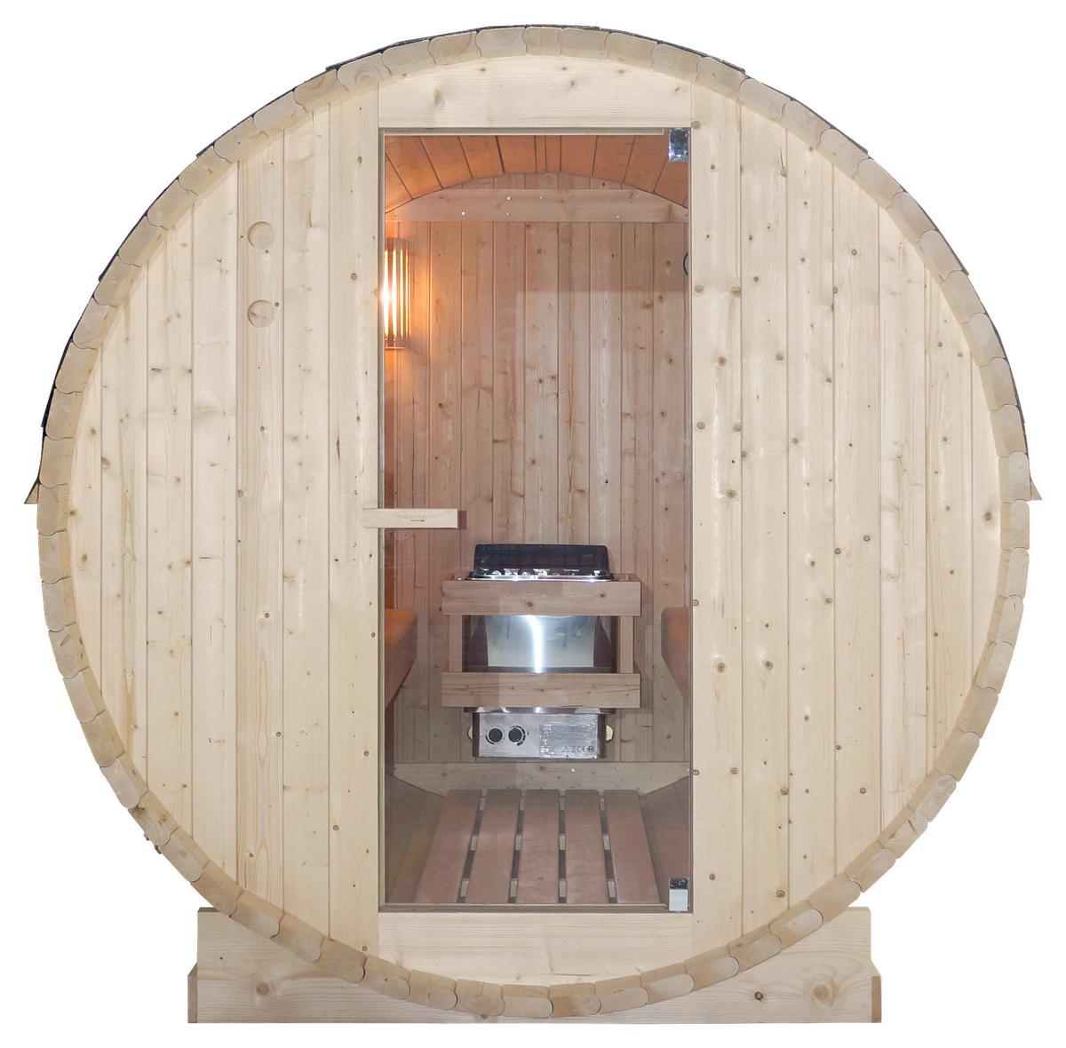 Saunafass Tromsö Fichtefarben B: 220 cm - Fichtefarben, KONVENTIONELL, Glas/Holz (189/220/191,5cm) - Sanotechnik