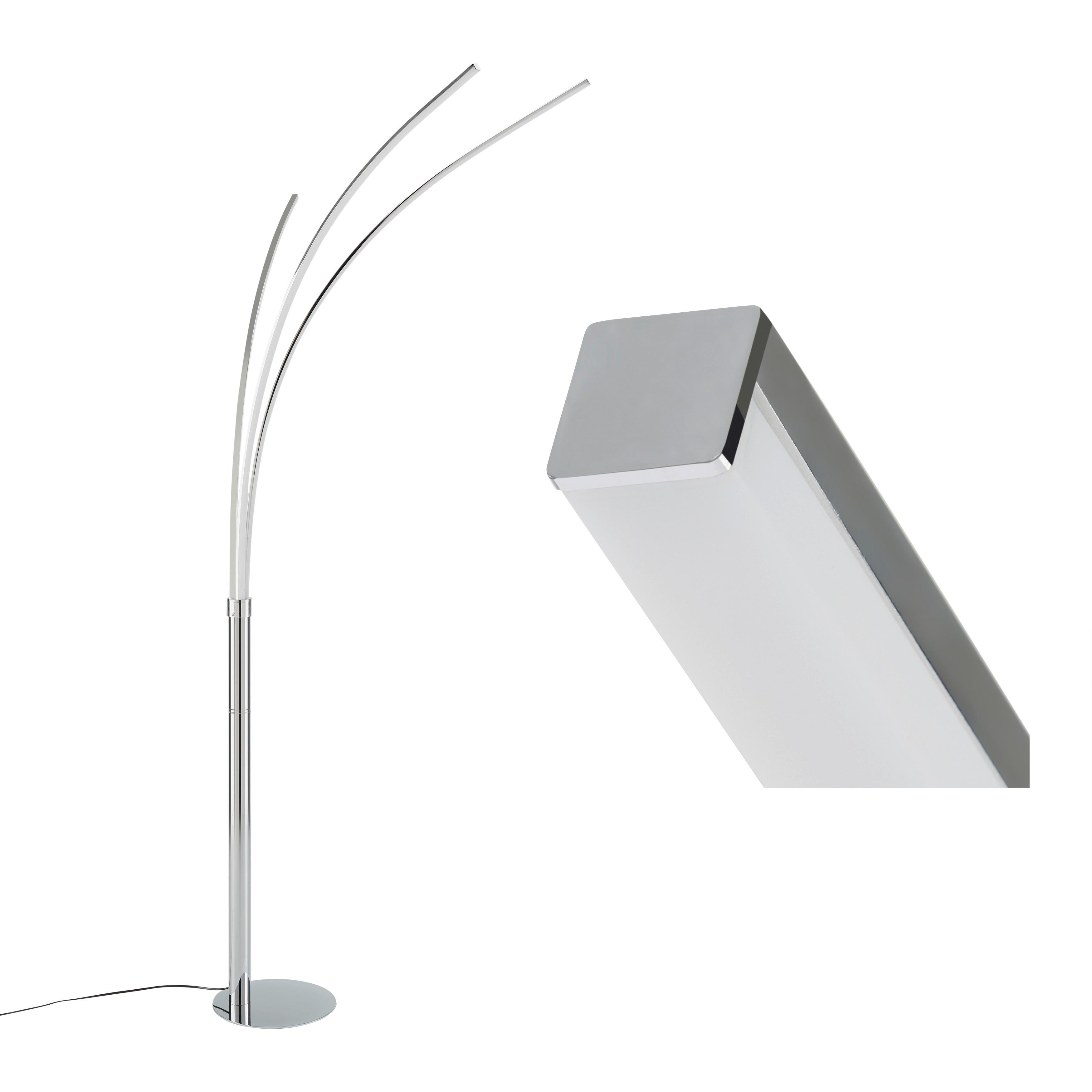 Stojací Led Lampa Maja V: 215cm, 6,2 Watt - barvy stříbra/barvy chromu, kov (80/58/215cm)
