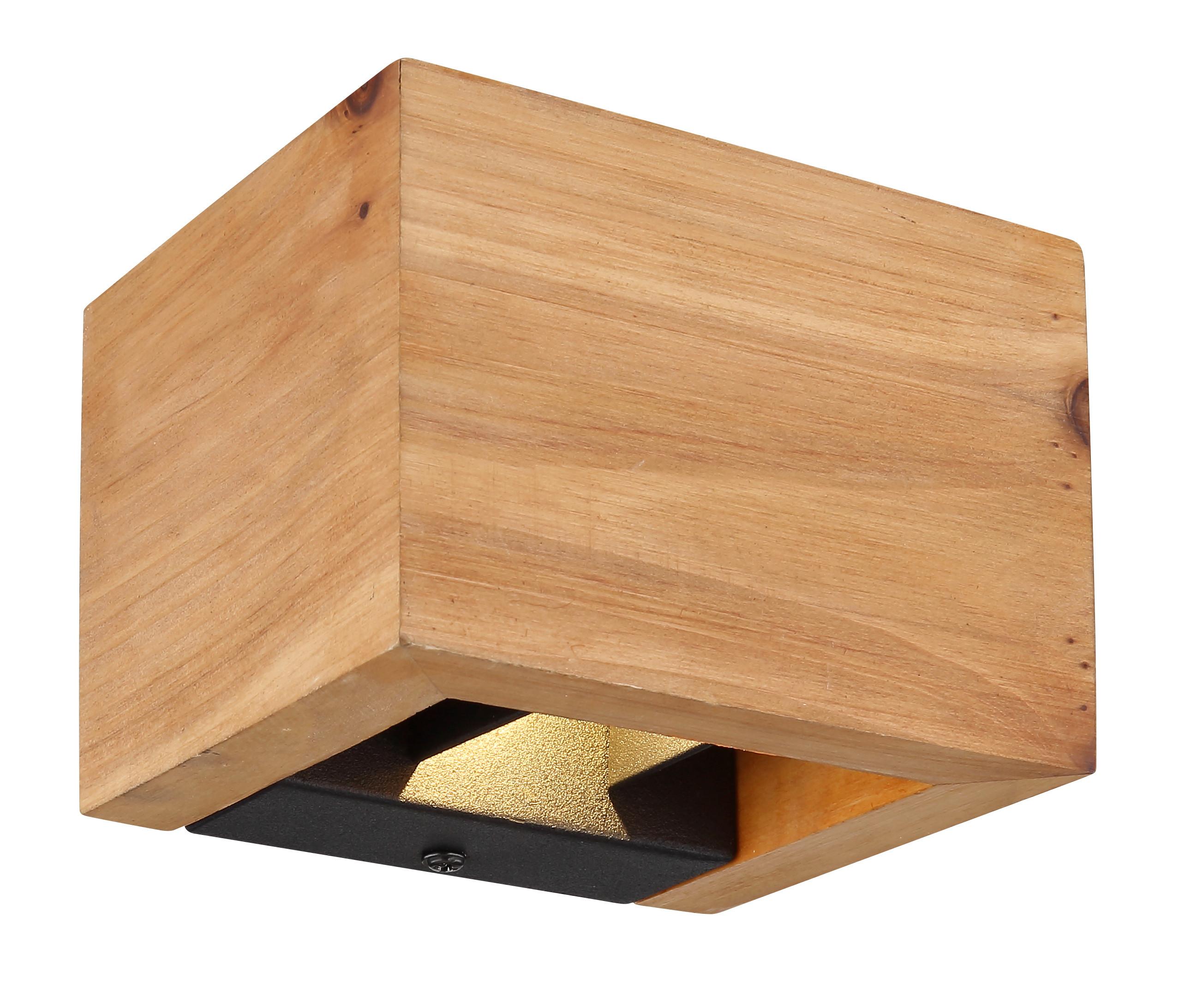 LED-Wandleuchte, 1-Flammig, mit Holz - Dunkelbraun/Schwarz, Design, Holz/Metall (13,5/11,5/9,5cm)