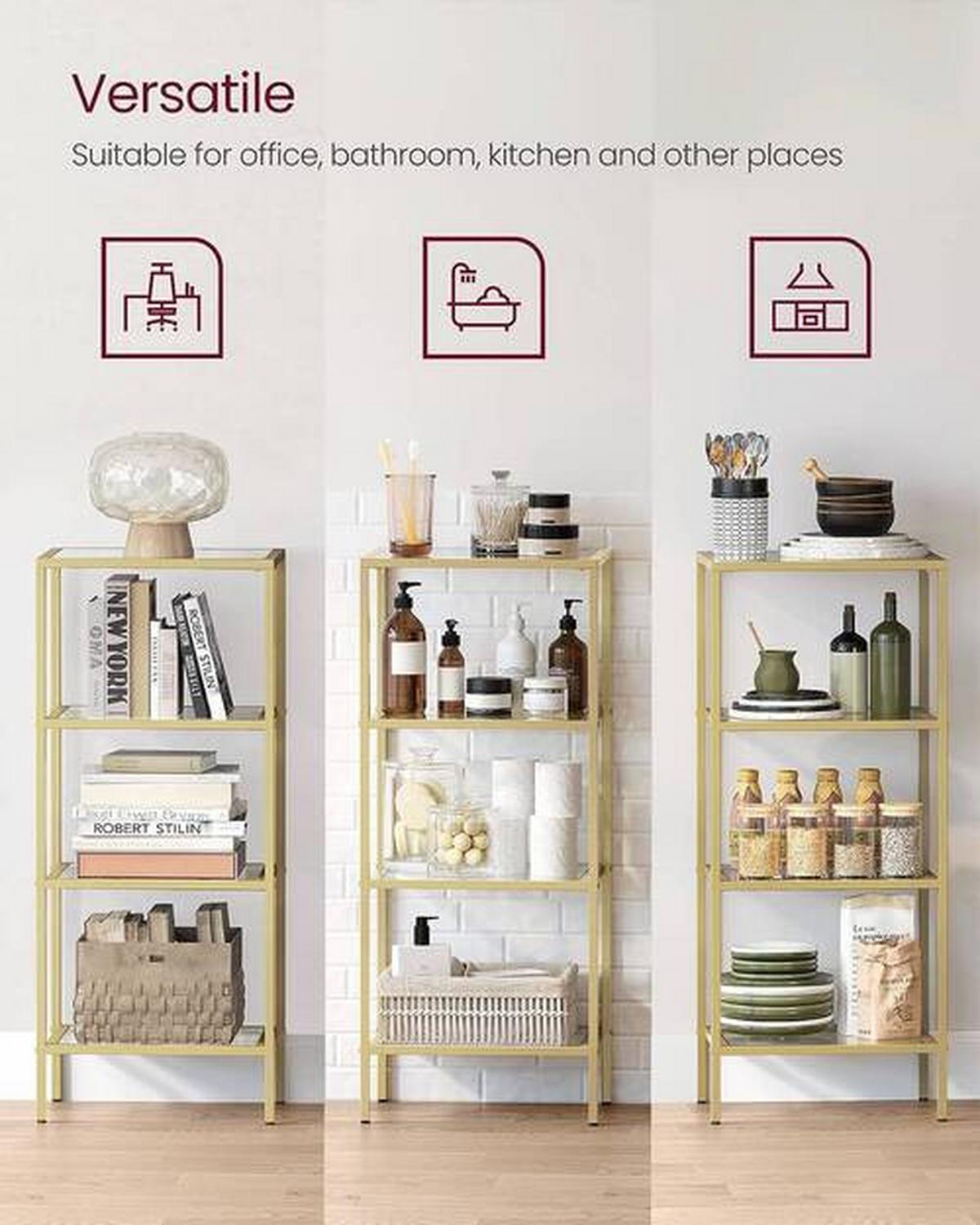 Regal B: 40 cm Goldfarben - Goldfarben, Trend, Glas/Metall (40/95/30cm) - Boxxx
