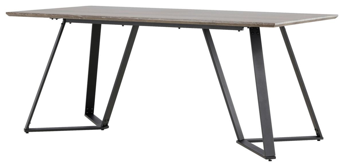 Esstisch Marina - Schwarz/Grau, Design, Holzwerkstoff/Metall (180/90/75cm) - Livetastic