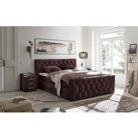 Boxspringbett mit Topper 180x200 cm Cashfield - Aubergine/Schwarz, MODERN, Holzwerkstoff/Textil (180/200cm) - MID.YOU