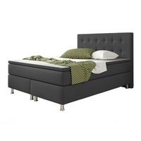 Boxspringbett Mit Topper 140x200 Köln - Anthrazit/Silberfarben, KONVENTIONELL, Textil (140/115/210cm) - MID.YOU