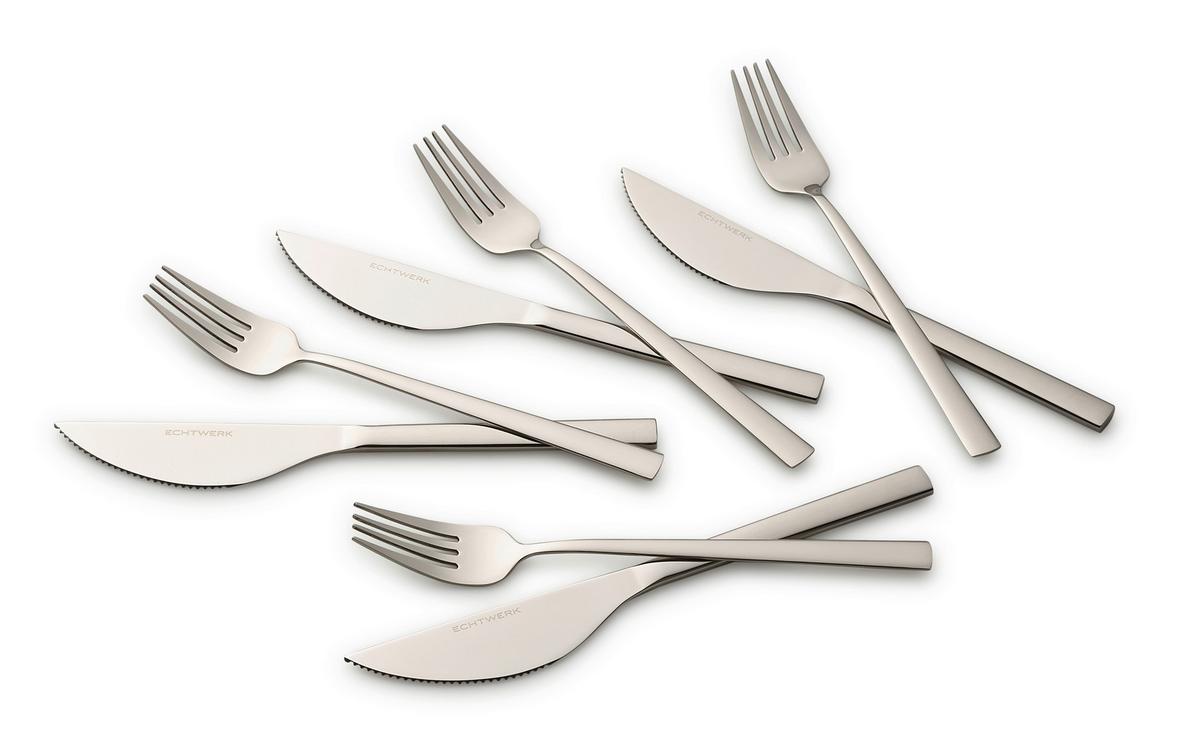 Pizzabesteckset 8-Teilig für 4 Personen - Silberfarben, Basics, Metall (23cm) - Echtwerk