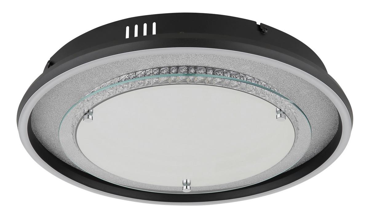 LED-Deckenleuchte Memory-Funktion - Klar/Silberfarben, Design, Glas/Kunststoff (40/6,8cm) - Globo