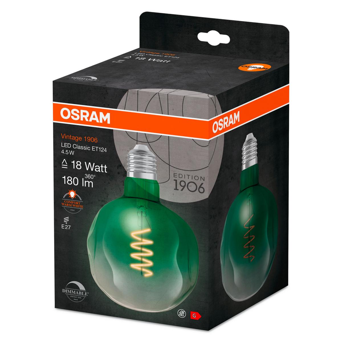 LED-Leuchtmittel Vintage 1906 Led Dim18 4.5w/16 - Grün, Basics, Glas (12,5/17,6cm) - Ledvance