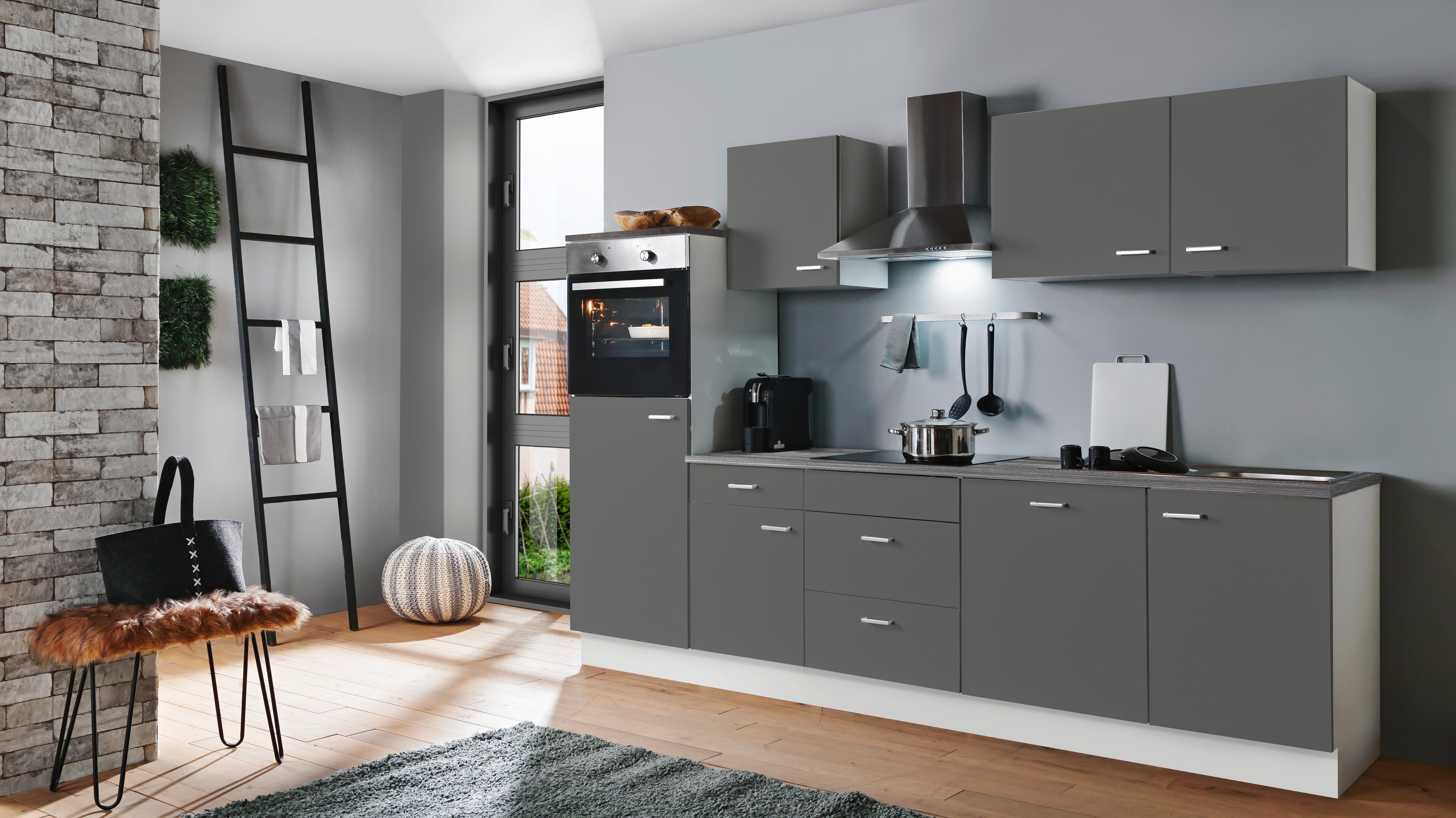 Küchenblock White-Classic - Graphitfarben/Weiß, KONVENTIONELL, Holzwerkstoff (280cm) - Menke
