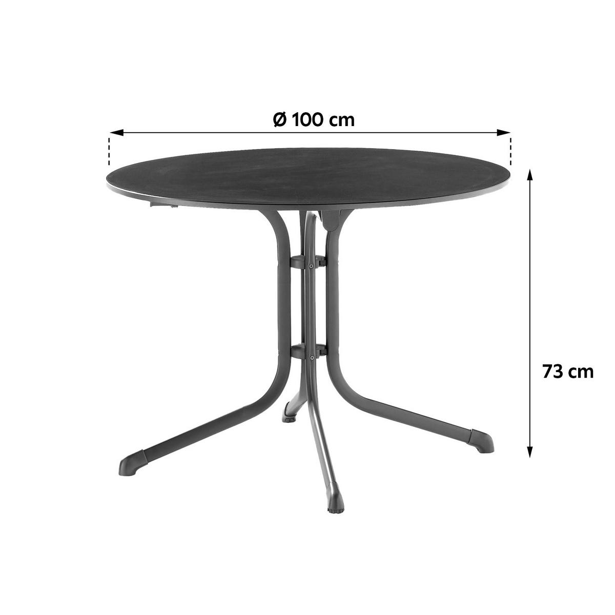 Gartentisch Klappbar Stahl D: 100cm - Anthrazit/Grau, MODERN, Holzwerkstoff/Metall (100/73cm) - Sieger