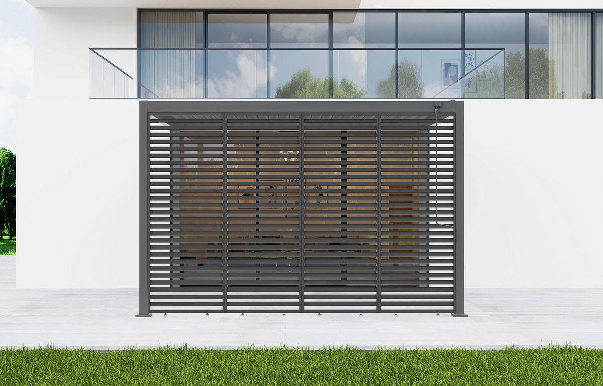 Lamellenwand 85cm für Pergola 3x3,6m, BxH: ca. 85,2x225,8cm - Anthrazit, Basics, Metall (85,2/225,8/5cm) - Gardenson