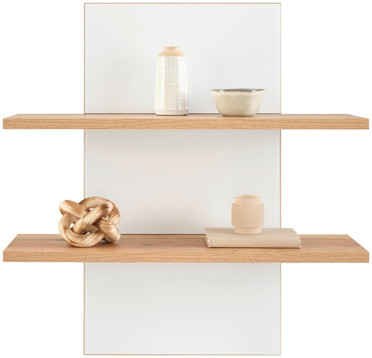 Wohnwand Austin 315 cm Eichefarben/Glasfront Weiß - Eichefarben/Weiß, Trend, Glas/Holzwerkstoff (315/140/40cm)