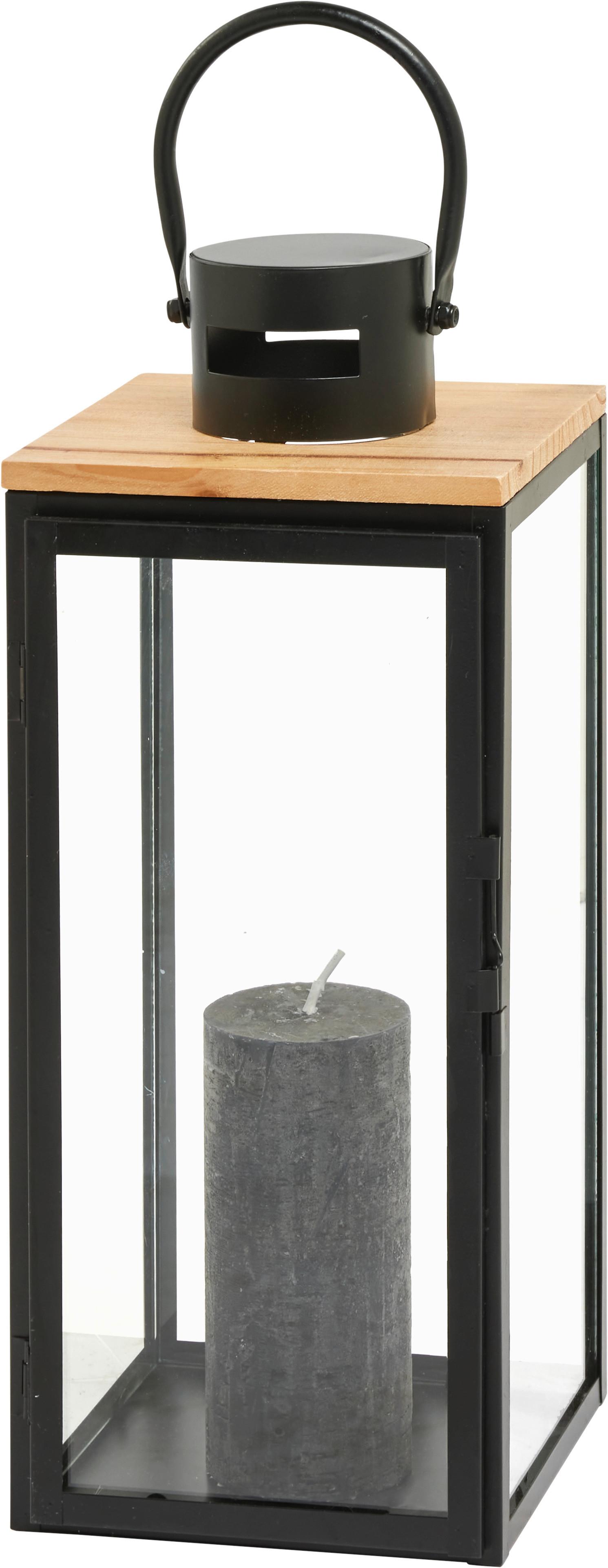 Lampáš Pure, Výška: 39,5cm - čierna, kov/kompozitné drevo (16/39,5/17cm) - Premium Living