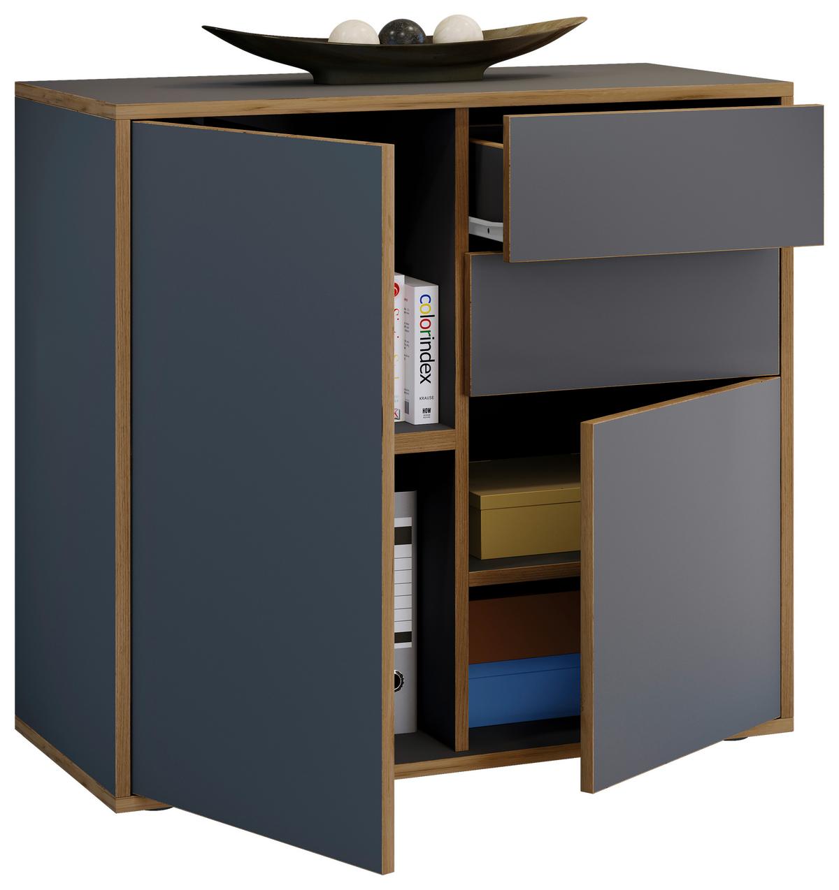 Kommode Salia Anthrazit/Eiche Dekor B: 79cm - Honigeiche/Anthrazit, Design, Holzwerkstoff (79/74/33cm) - MID.YOU