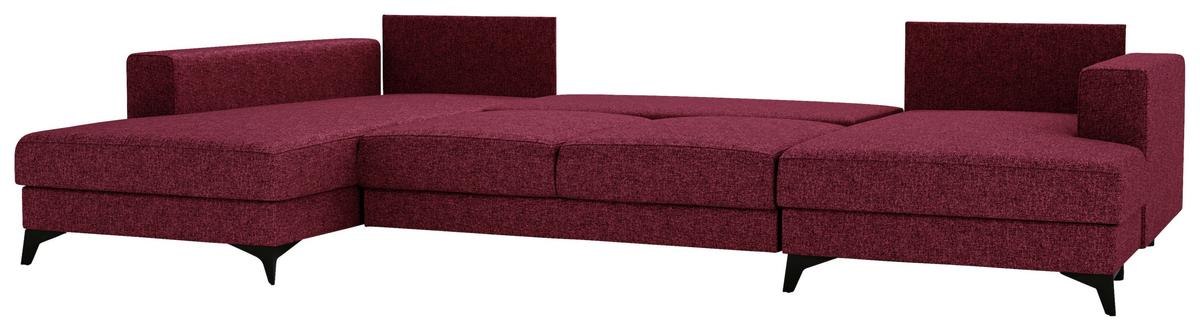Wohnlandschaft Harvey Mit Schlaffunktion Rot - Rot/Schwarz, Design, Textil (190/339/156cm) - Livetastic