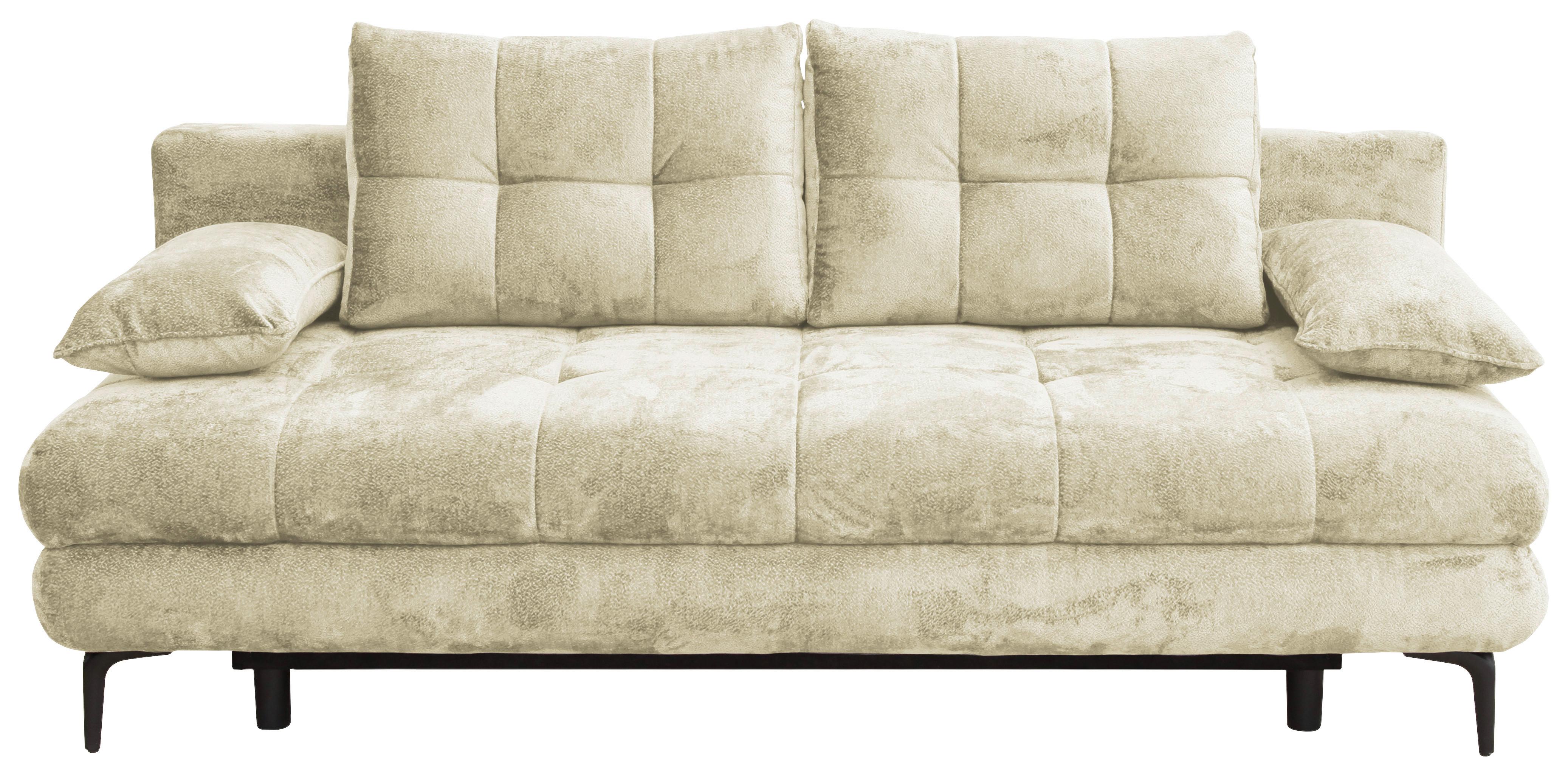 Rozkládací pohovka PERLA, krémový velur - černá/krémová, Konvenční, kov/textil (203/94/96cm)